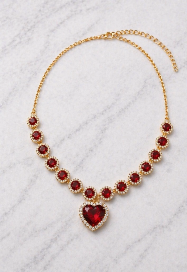 Ruby Heart Elegance Necklace
