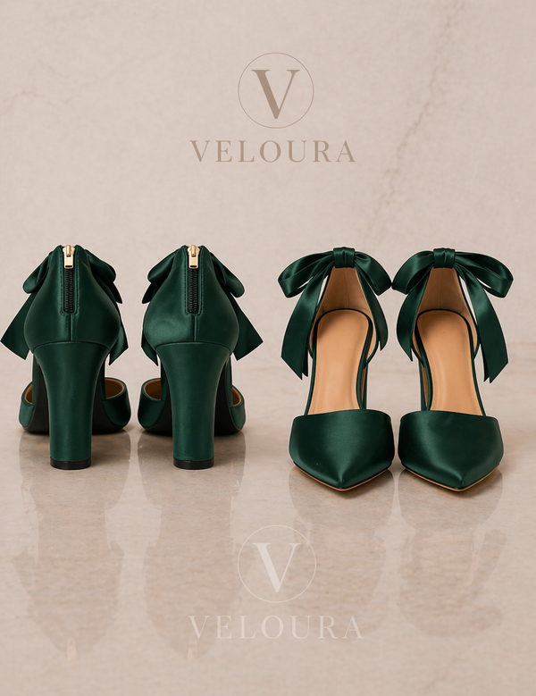 Satin Bow Heels